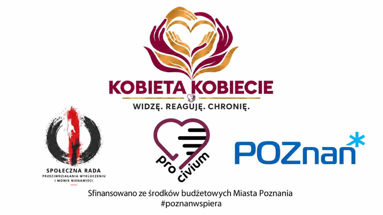 Kobieta Kobiecie - logotypy wydarzenia i finansowanie Miasta Poznania